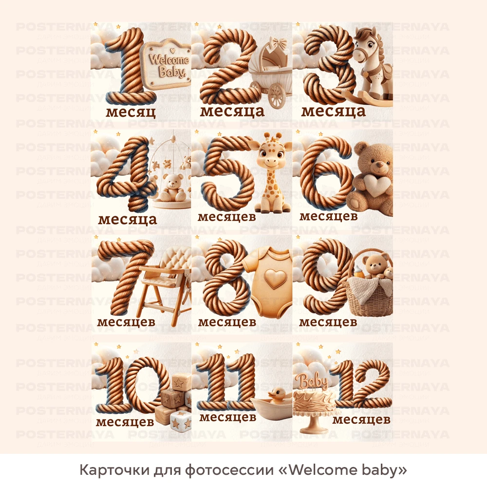 Карточки для фотосессии «Welcome baby» 