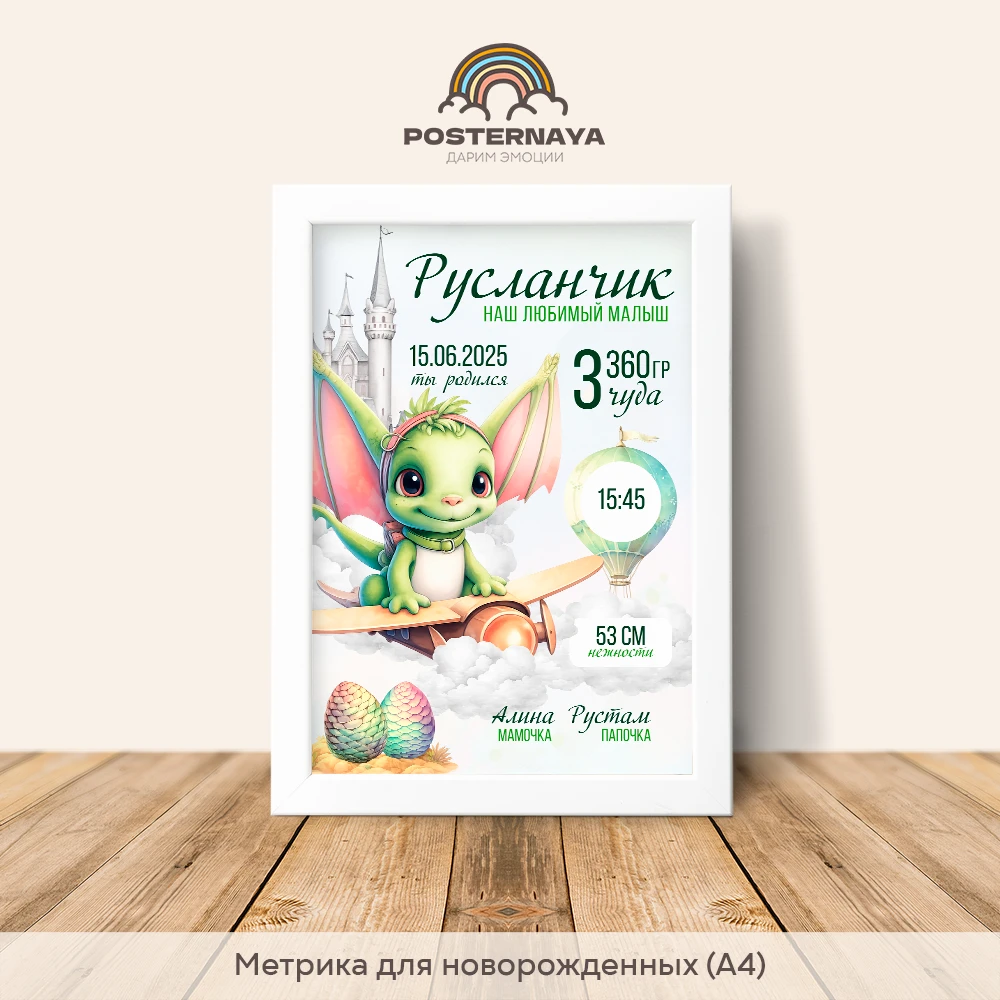 Метрика для новорожденного «Дракоша»