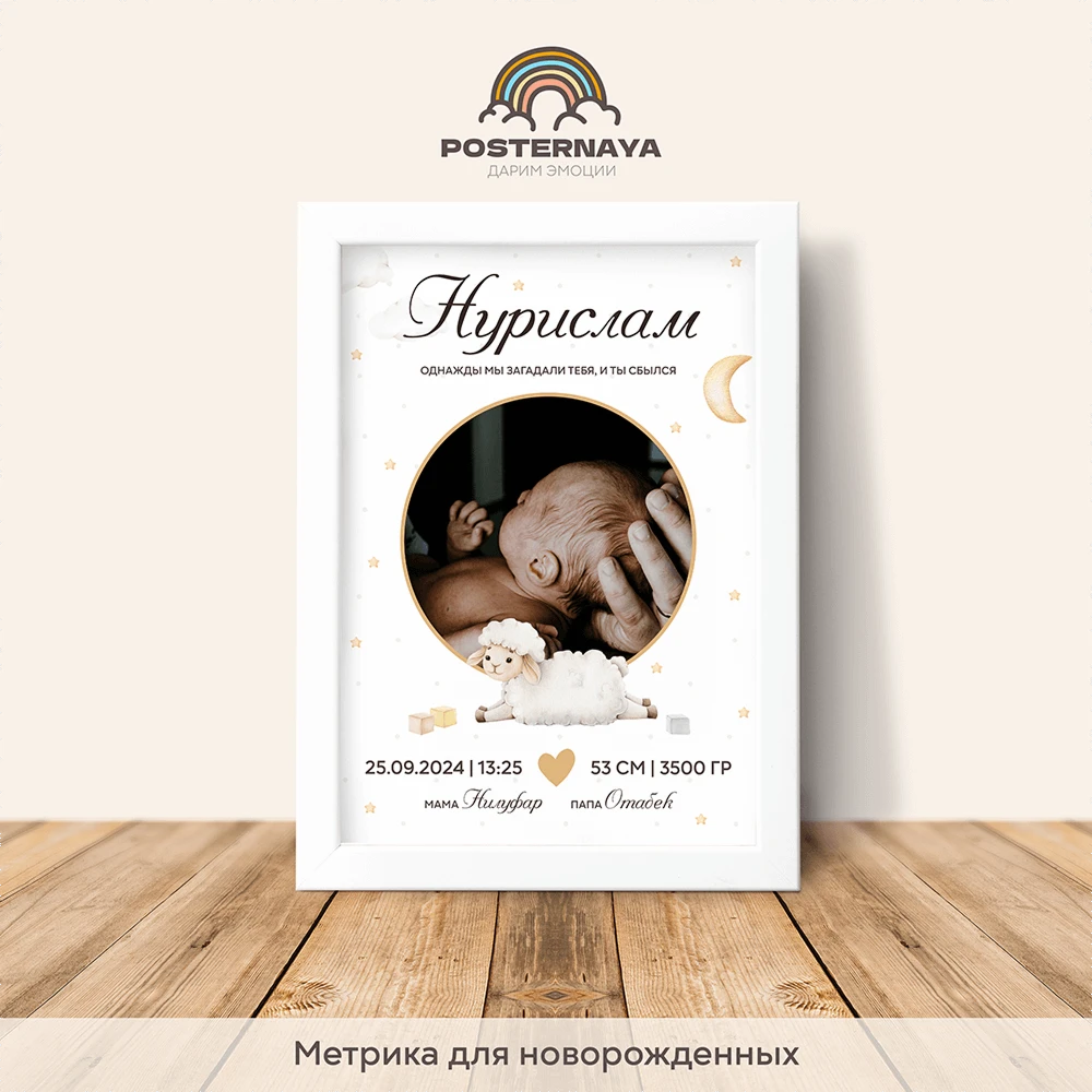 Метрика для новорожденных «Хлопковые сны»