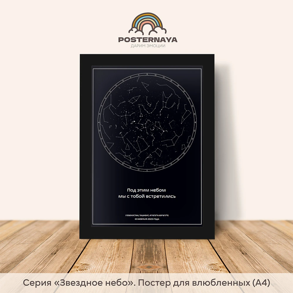 Карта звездного неба «Темный минимализм»