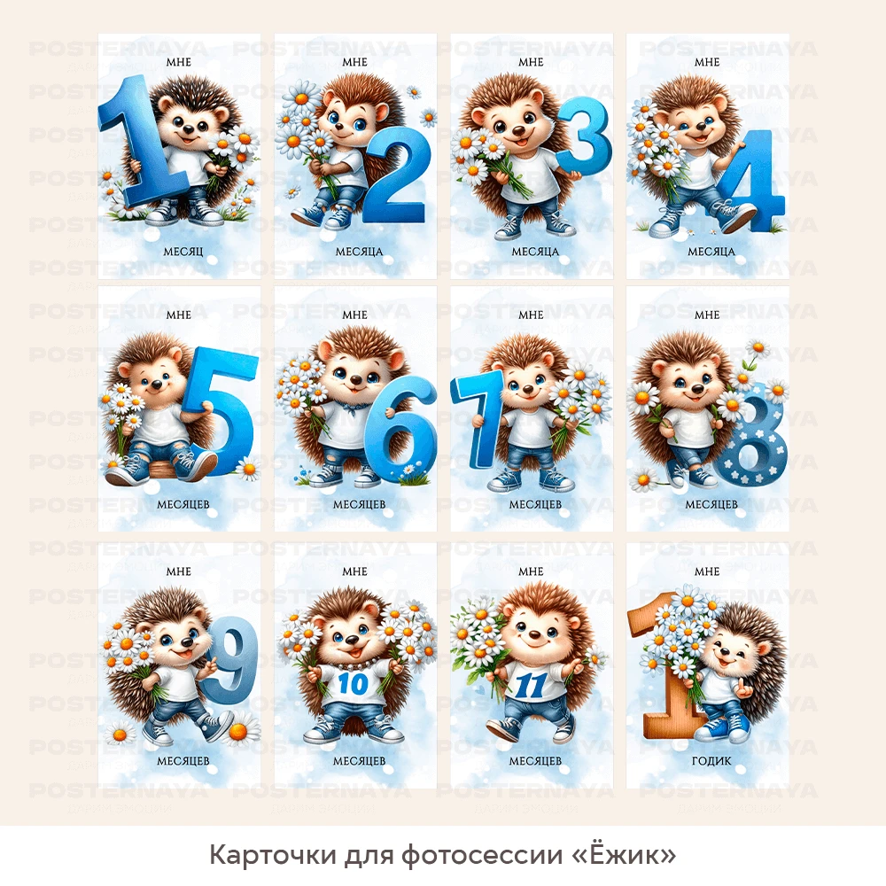 Карточки для фотосессии «Ëжик» 