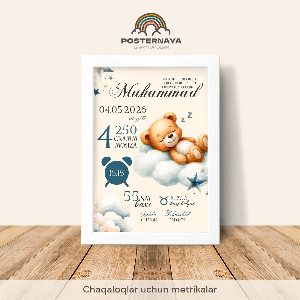 Chaqaloq uchun «Ayiqcha» metrikasi (o‘g‘il bolalar uchun)